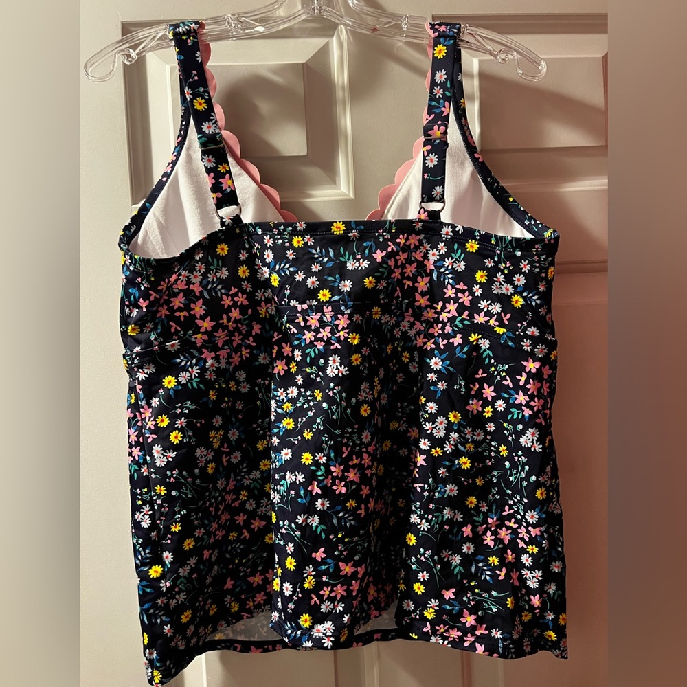 Draper James Navy Floral Trim Tankini with Bright Yellow & Pink Accents - Picture 2 of 9